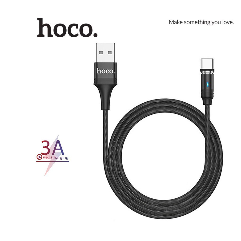 Cáp sạc nhanh 3A Hoco U76 Type-C đầu sạc nam châm tích hợp đèn Led dài 1.2M cho Android