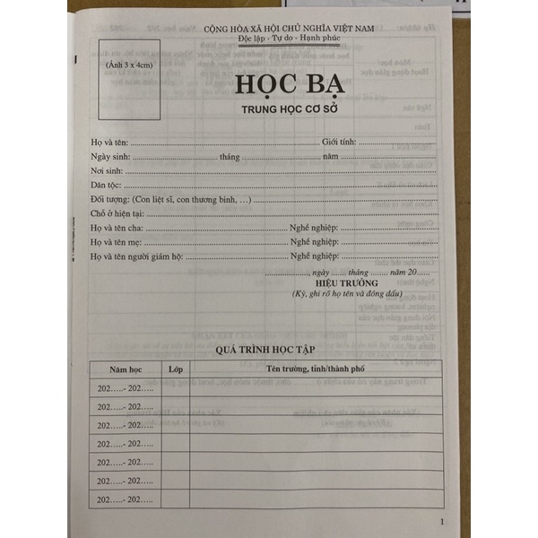 Học Bạ Trung Học Cơ Sở