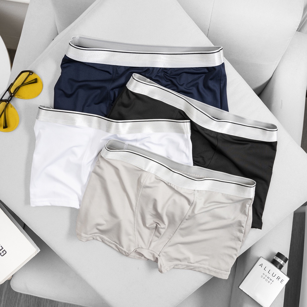 Combo 3 quần lót boxer xịp đùi nam TUTO5 thun lạnh cotton cao cấp kháng khuẩn trơn basic trắng/đen/xám ghi BX01