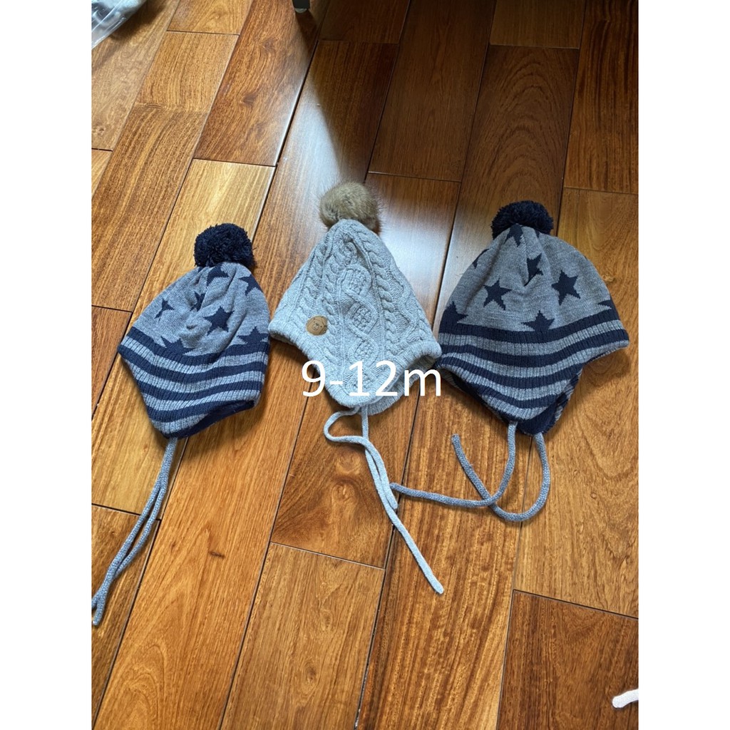 Mũ len HM đính quả bông bé trai - bé gái