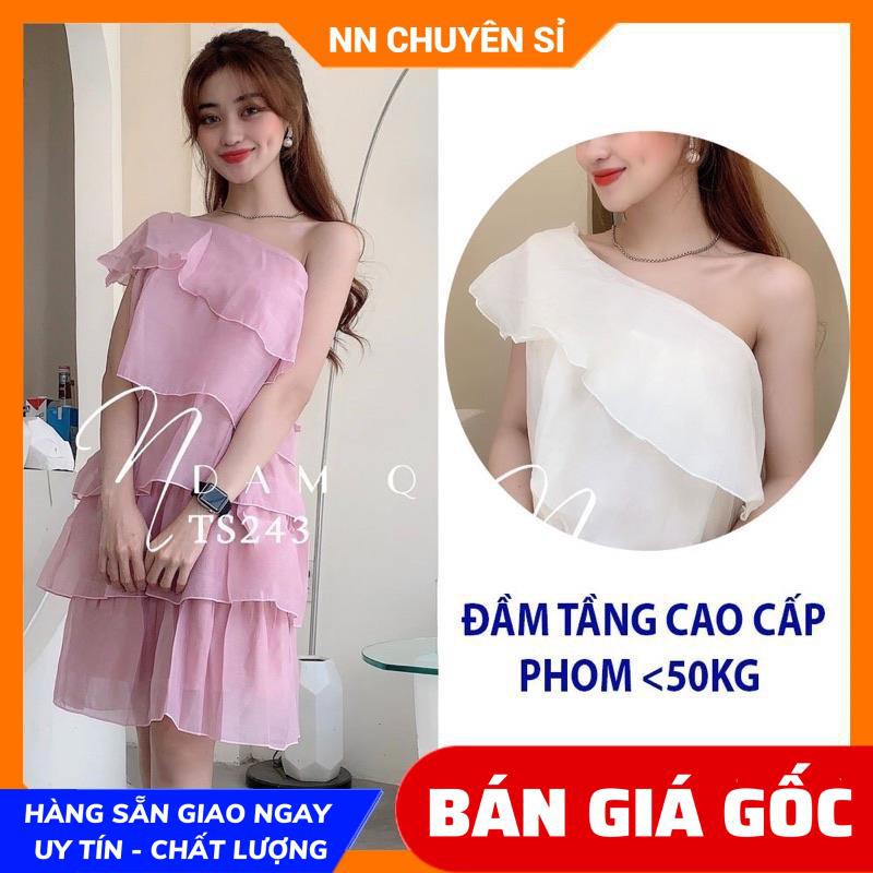 ĐẦM VOAN LỆCH VAI CAO CẤP TS243 🔅ẢNH THẬT🔅 ĐẦM NỮ ĐI TIỆC 🔅 ĐẦM LỆCH VAI PHỐI TẦNG