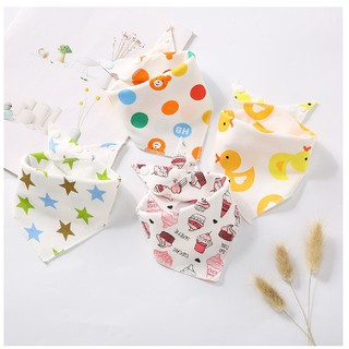 Set 5 khăn yếm tam giác 100% cotton có cúc bấm cho bé