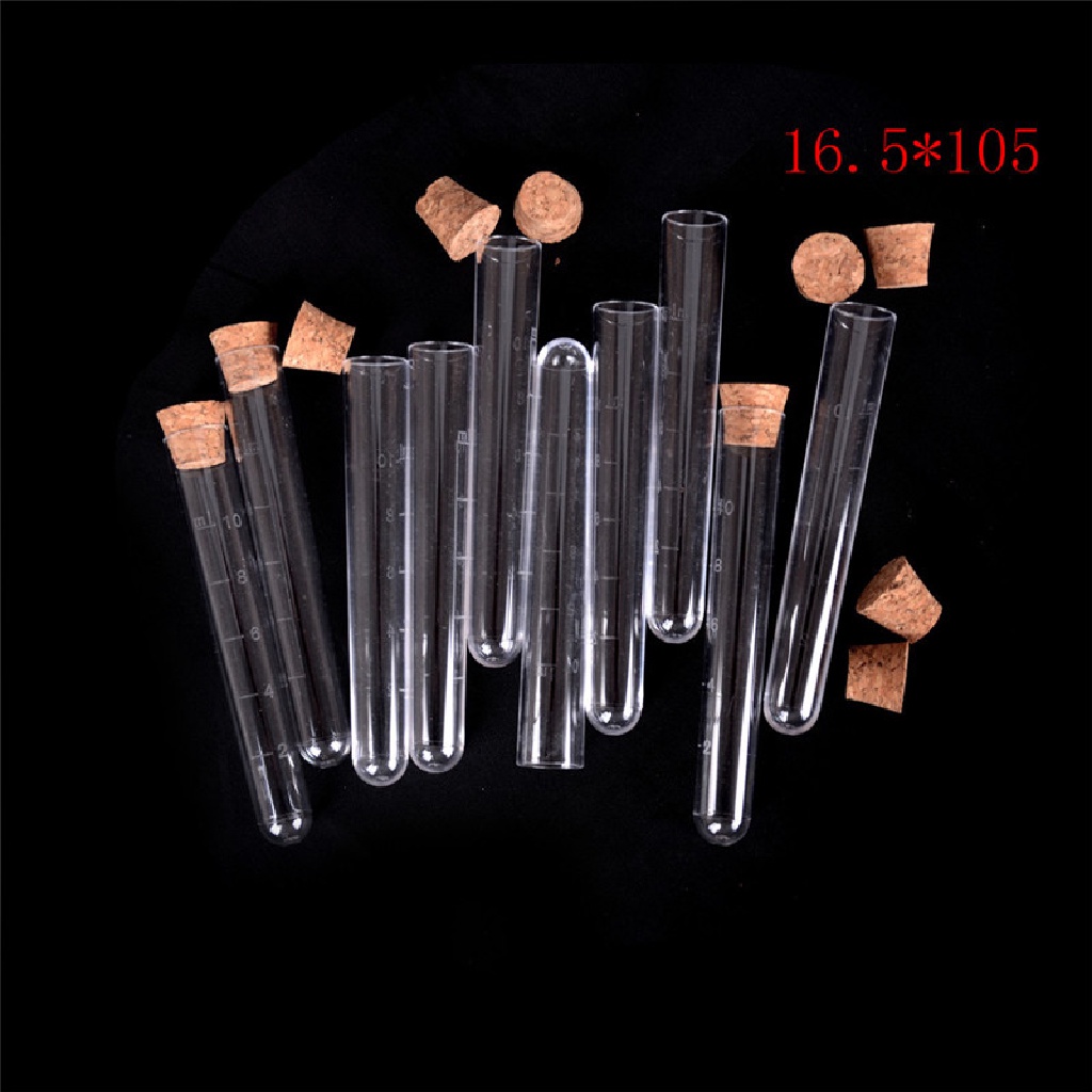 Set 10 Ống Nghiệm Trong Suốt Bằng Nhựa Kèm Nút Bần Cho Phòng Thí Nghiệm Khoa Học Đám Cưới vn