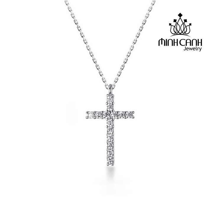 Dây Chuyền Bạc Thánh Giá Nữ Nạm Đá - Minh Canh Jewelry