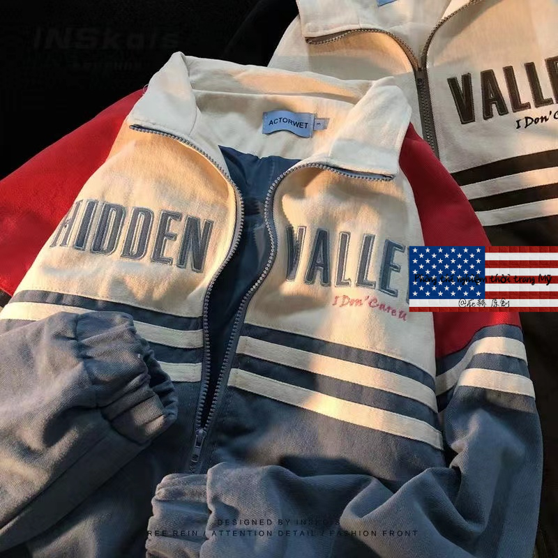 Áo Khoác Bóng Chày Thêu Chữ Phong Cách Đường Phố Mỹ Cá Tính