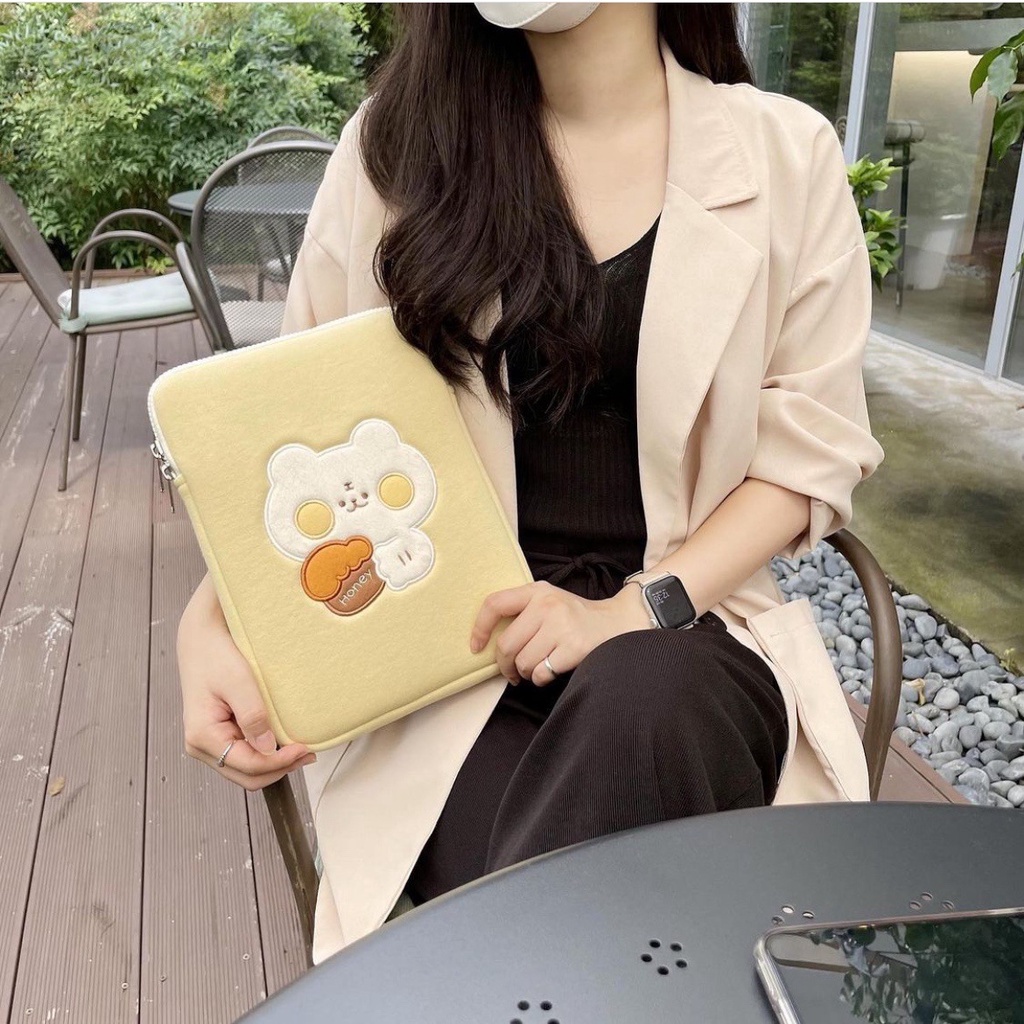 Túi Đựng laptop/Máy Tính Bảng 10/11/13/15 inch Hình Gấu Kiểu Hàn Quốc Dễ Thương