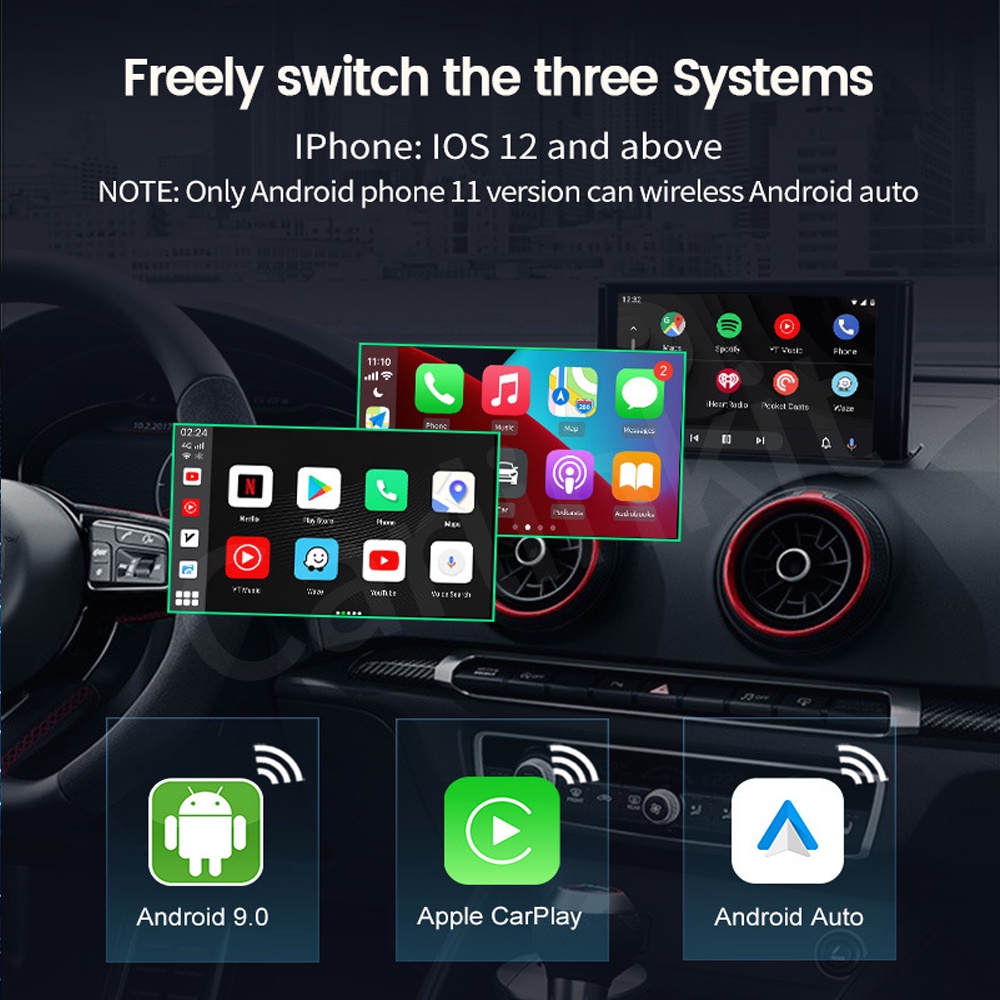CARLINKIT-Carplay Android AI Box Mini - Biến Màn Hình Zin Theo Xe Thành Màn Hình Android, Ram 4Gb Rom 64Gb Sim 4G