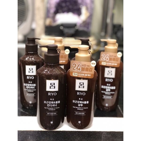 Dầu gội xả kích thích mọc tóc, dành cho tóc yếu, rụng Ryo Hair Strengthener nâu Hàn Quốc