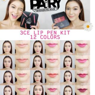 Hộp 12 son bút chì 3ce drawing lip pen kit