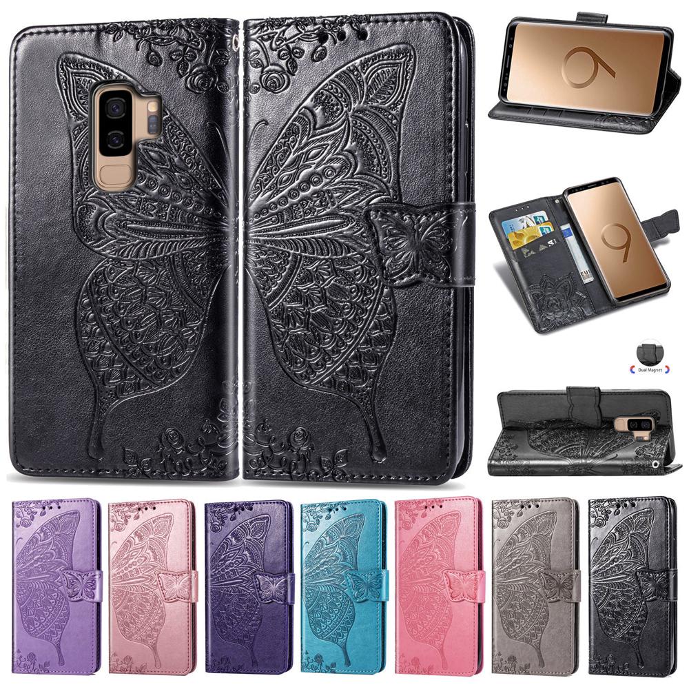 Bao da điện thoại họa tiết bướm chạm khắc cho Samsung Galaxy S9 Plus S9+