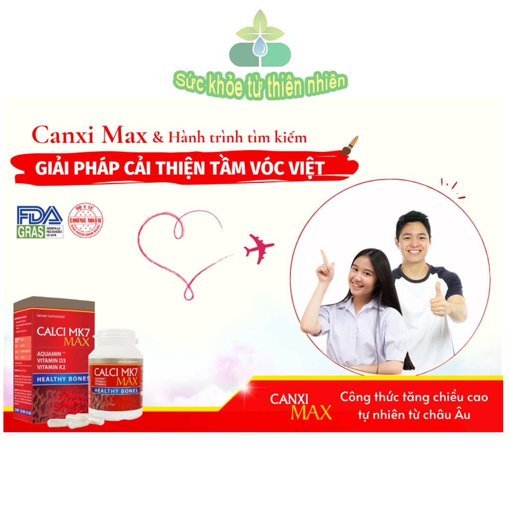 Calci MK7 Max.Bổ Sung Canxi Tảo Đỏ Tự Nhiên Giúp Phát Triển Chiều Cao,Loãng Xương