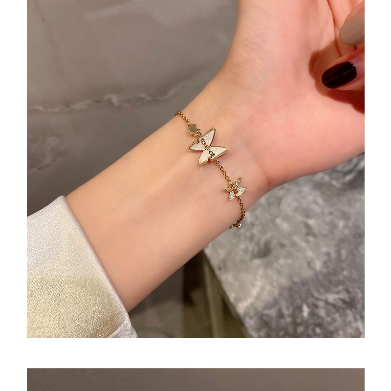 Vòng đeo tay YeYi titan mặt bướm phong cách Hong Kong đơn giản thời trang cho nữ