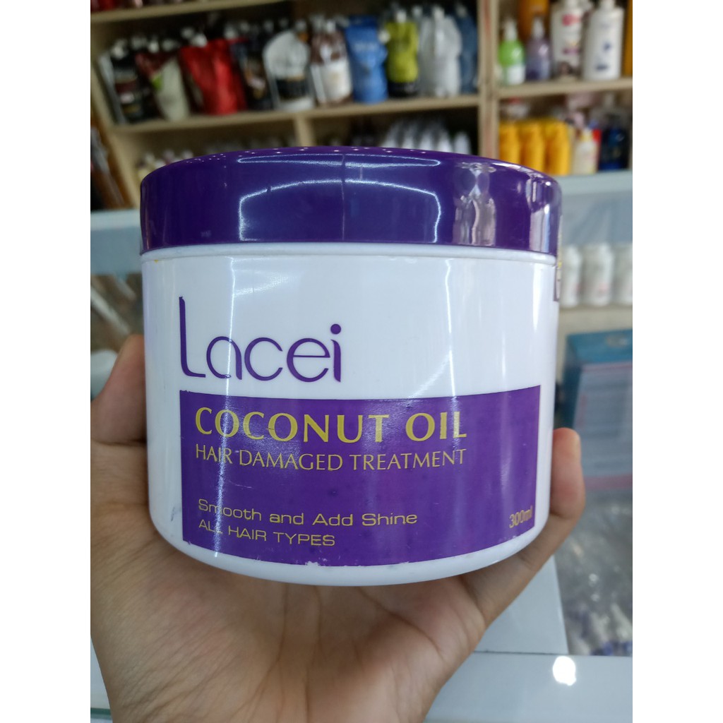 Dầu hấp Lacei Coconut Oil hair damaged treatment 300ml_tặng mũ trùm tóc