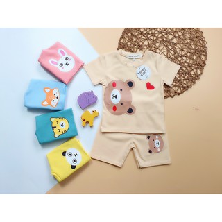 Bộ cộc tay cotton mát mẻ mùa hè đáng yêu cho bé