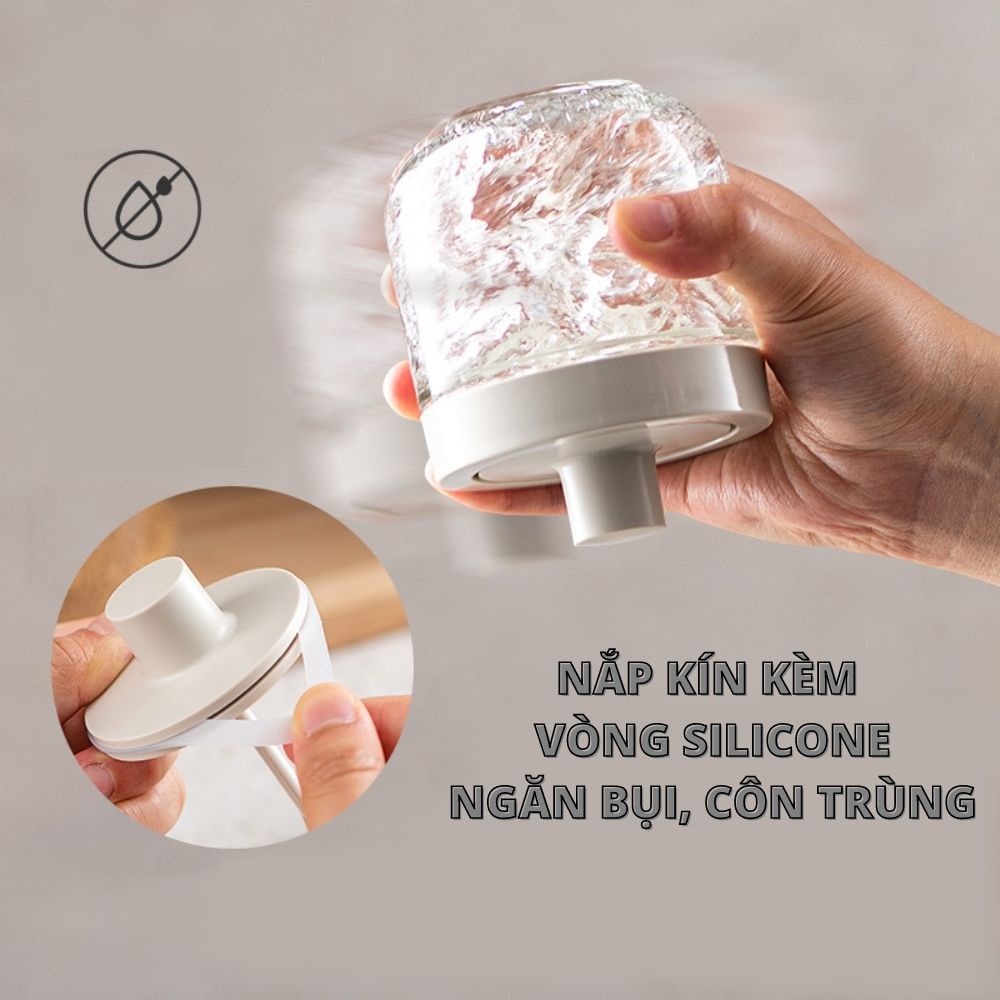 Hũ đựng gia vị thủy tinh SOUTH HGV7 cao cấp 300ml kèm muỗng