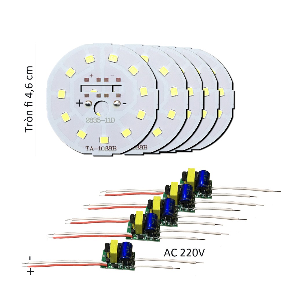 5 Bảng bo vỉ mạch Led 10w 11 mắt chip Led 2835 siêu sáng + nguồn drive AC220V MLB-H10x