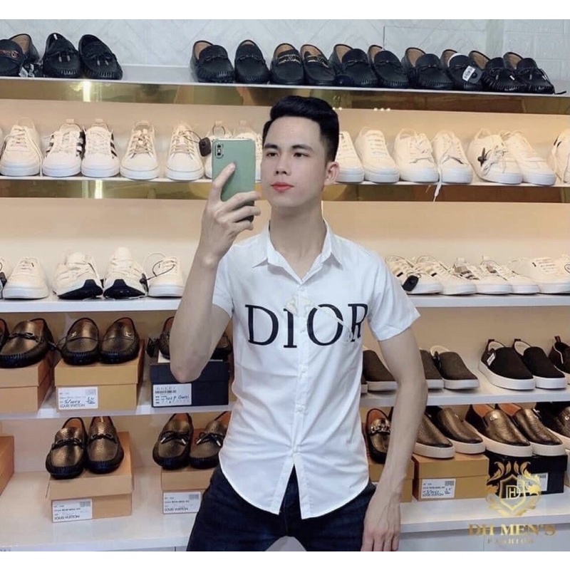 Áo sơ mi cộc tay thời trang nam họa tiết doir, Áo sơ mi màu trắng học sinh cotton btshop từ 45 đến 75 kg