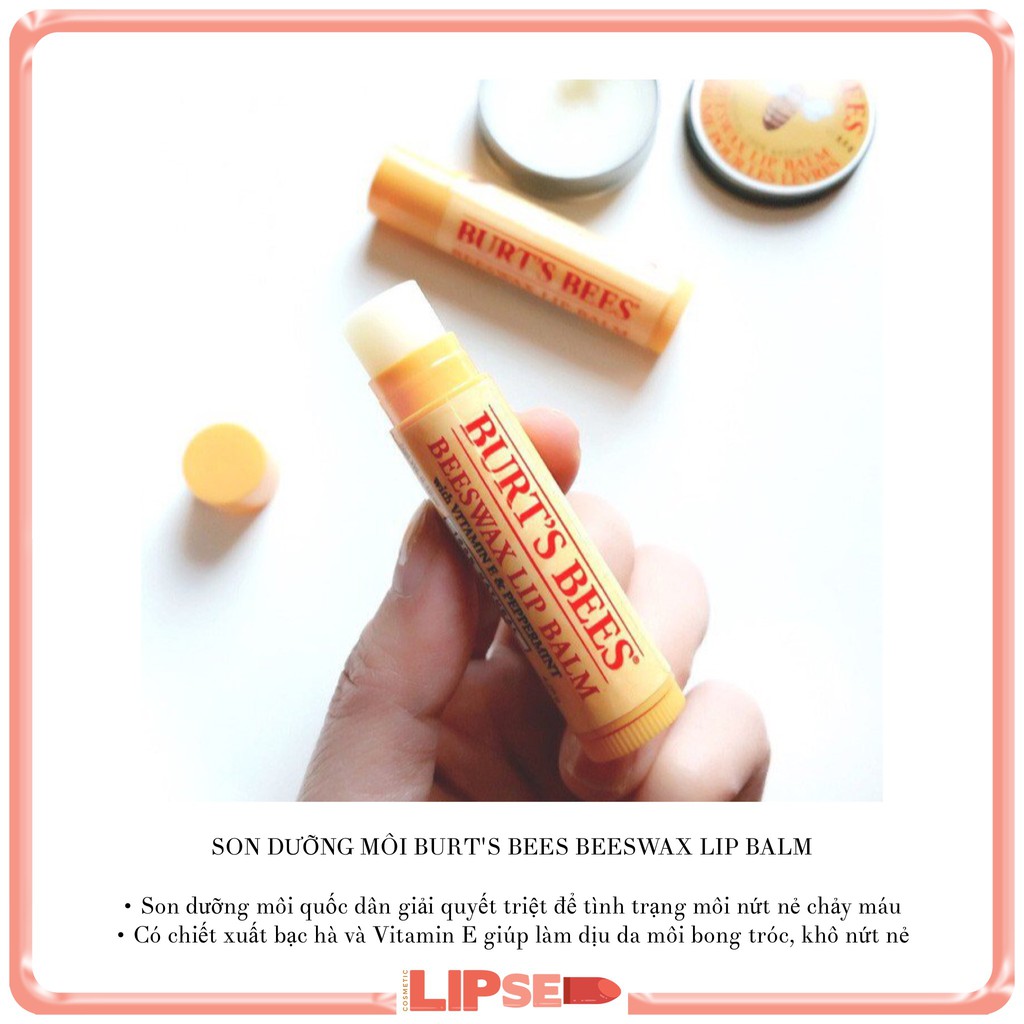 [Bill Mỹ] Son dưỡng Burt's Bees Beeswax Lip Balm with Vitamin E & Peppermint | BigBuy360 - bigbuy360.vn