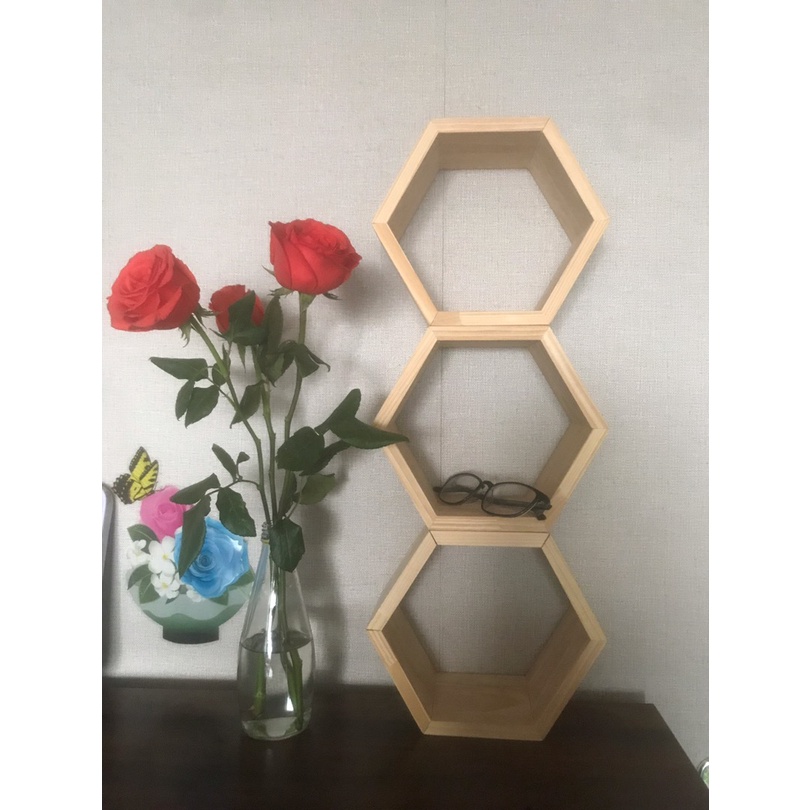 Combo 5 kệ gỗ tổ ong treo tường decor