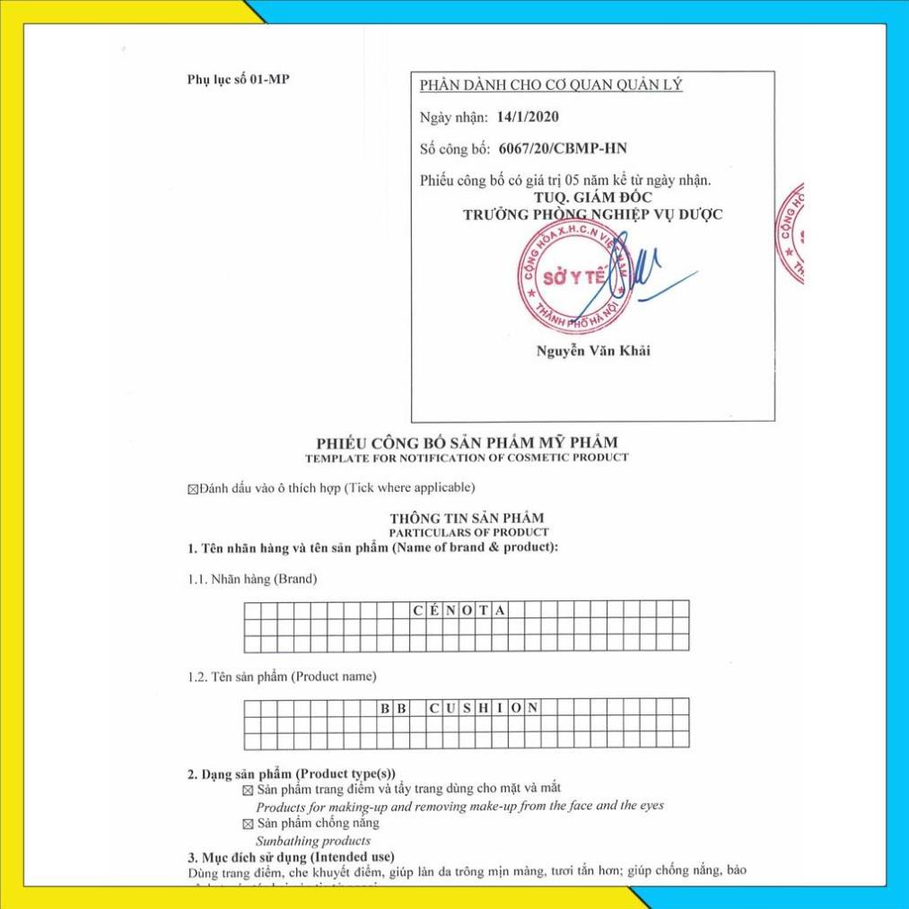 [Chính hãng] Phấn nước Cénota BB Cushion 10g chống nắng, lâu trôi, kiềm dầu tốt, mỏng mịn tự nhiên  - Mã C42 | BigBuy360 - bigbuy360.vn