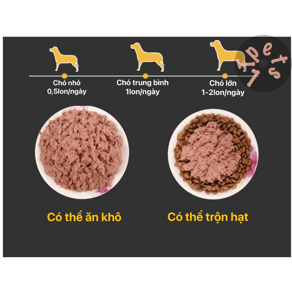 Pate thịt bò cho chó LTPETs lon 375gr hộp hơi móp do vận chuyể
