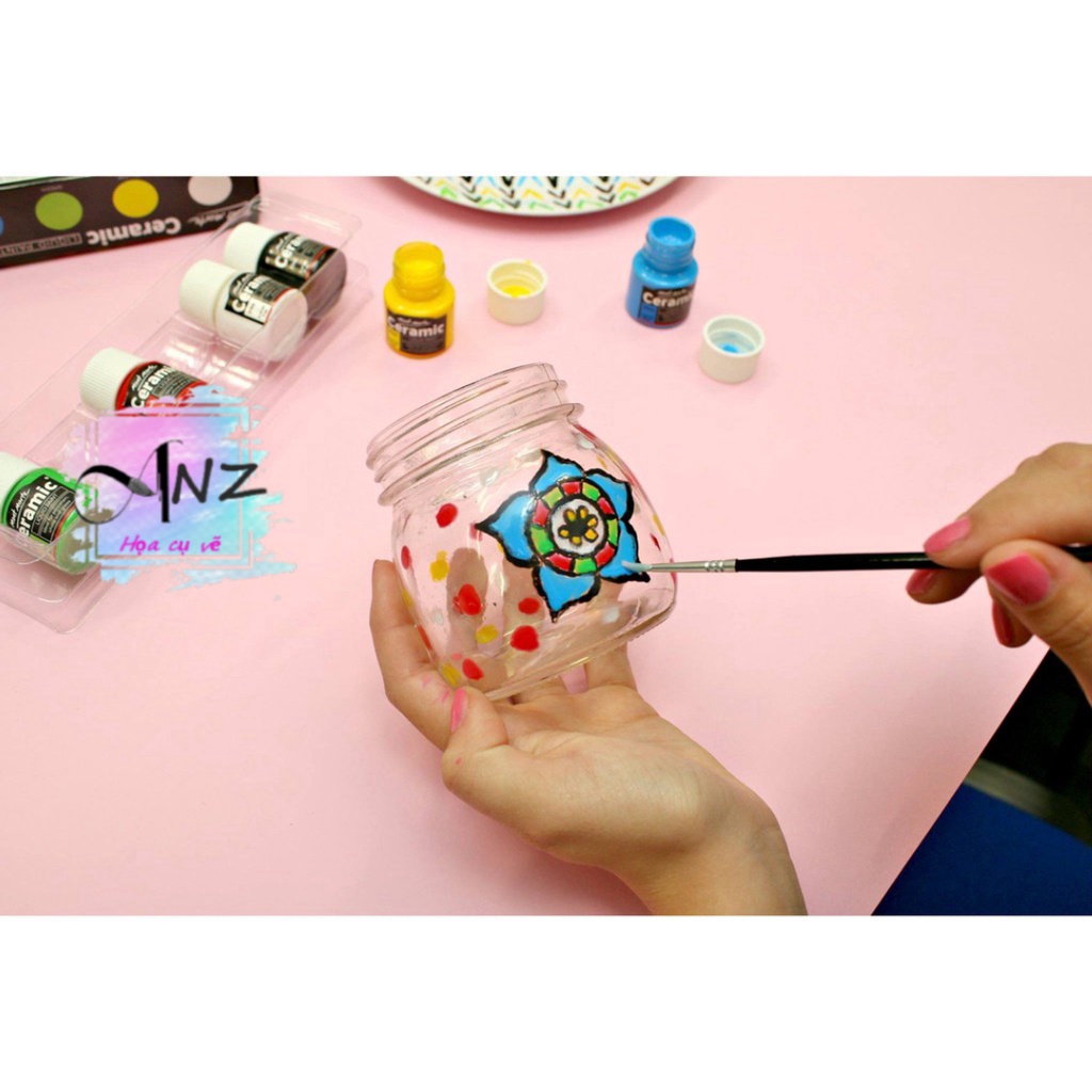 Màu vẽ thủy tinh kính gốm sứ Mont marte set 6 màu /  Signature Ceramic Paint 6pce x 20ml