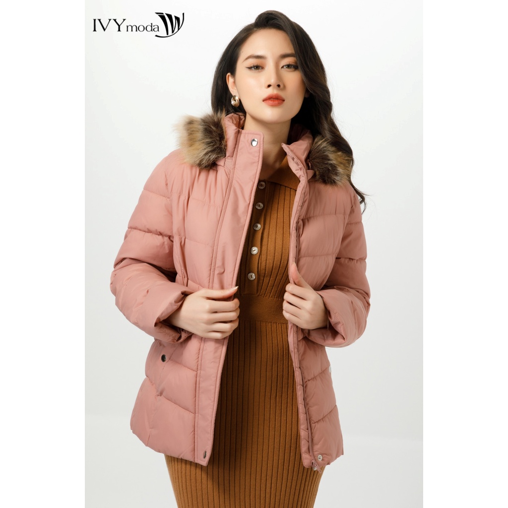 Áo khoác phao nữ cổ viền lông IVY moda MS 70B9103