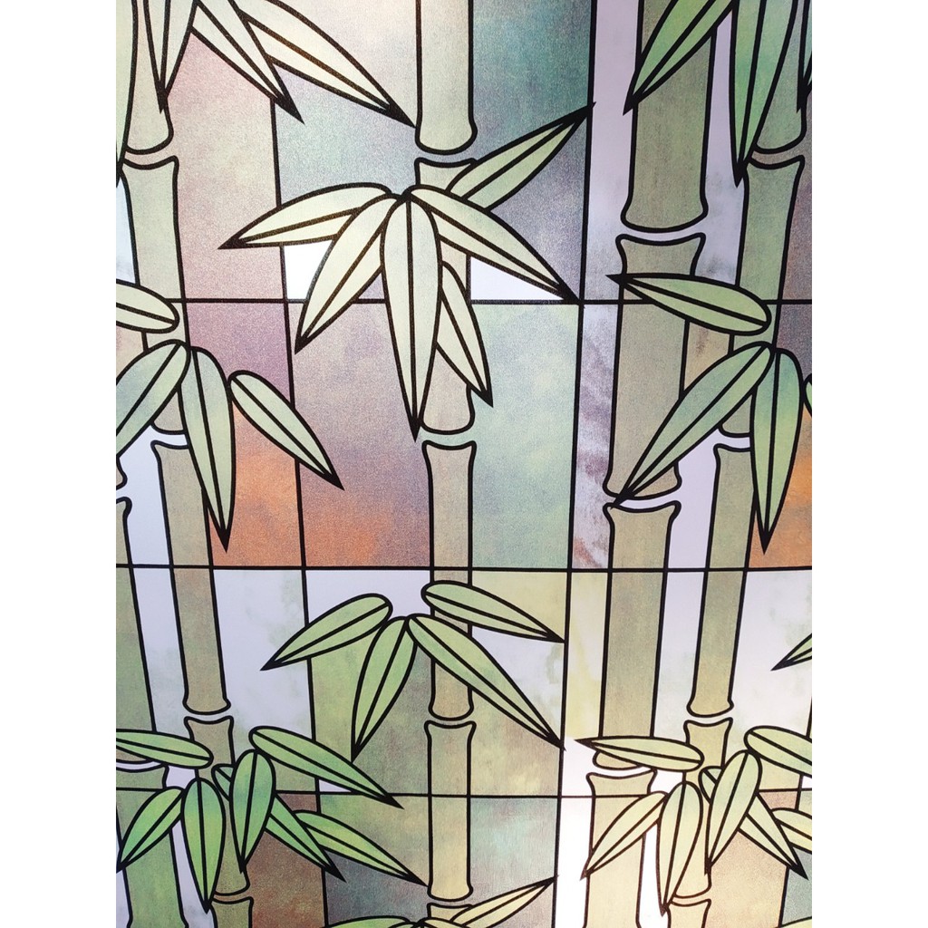 Decal dán kính khổ 45cm trúc xanh cổ điển keo sẵn bóc dán