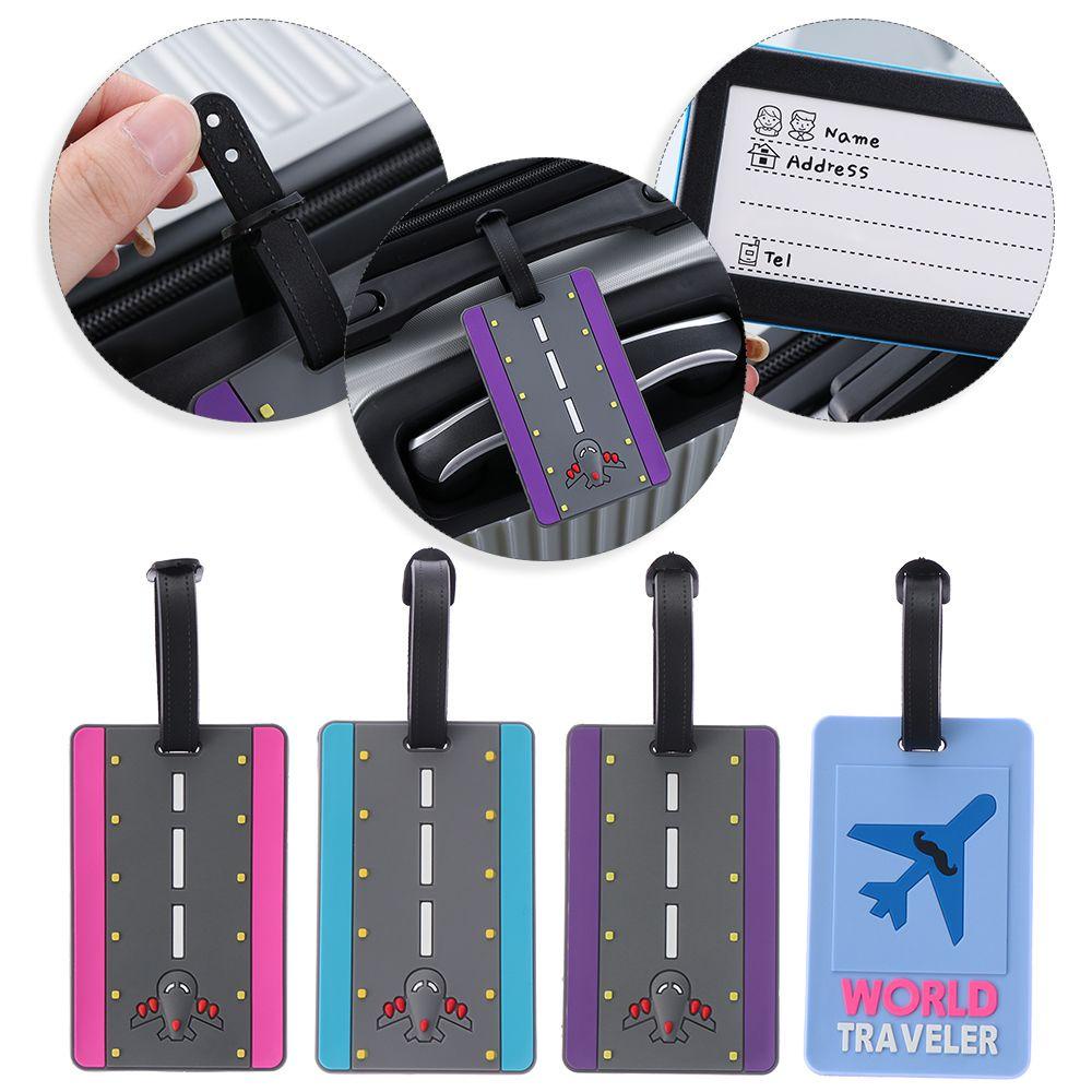 Nhãn tag hành lý vali lên máy bay giữ đựng địa chỉ ID nhỏ gọn bằng PVC họa tiết World Traveler