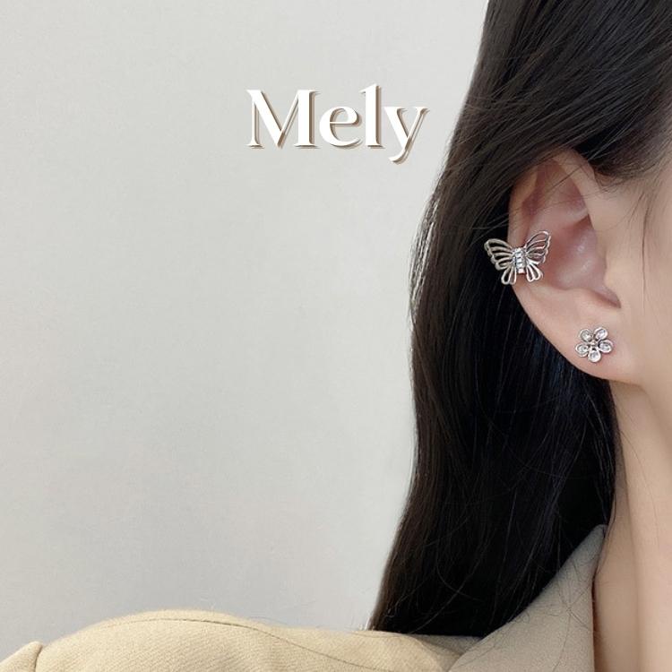 Bông tai bạc kẹp vành hình bướm cao cấp - Mely VV30