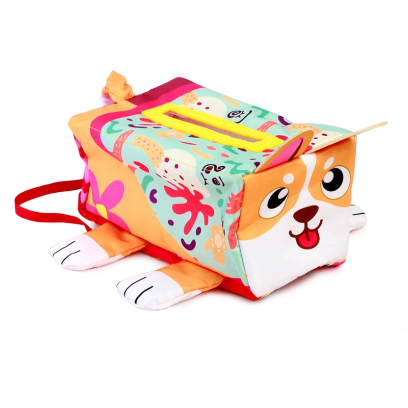 Hộp Đựng Khăn Giấy Cảm Biến Hình Cún Con Chống Xé Tương Tác Giáo Dục Sớm Cho Bé