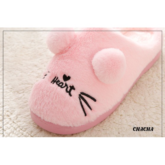 Dép đi trong nhà Chacha Sweet hình Mèo tai tròn cute siêu êm