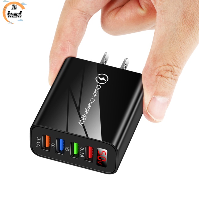 Bộ Sạc Nhanh 48W 3.1A Usb Màn Hình Lcd 4 Cổng Usb