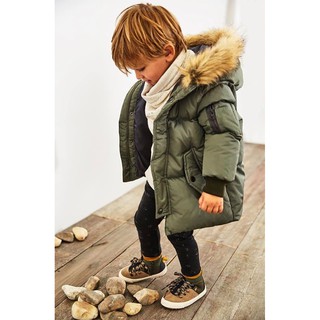 Áo Parka Bé Trai Lông Vũ Xanh Xám