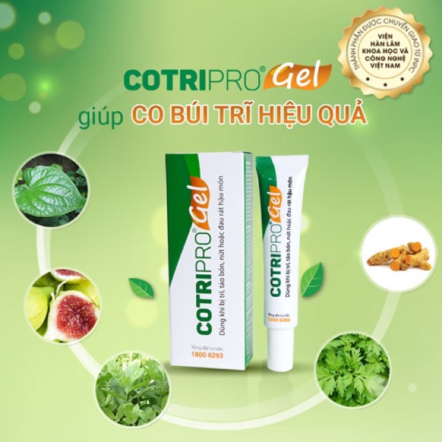Cotripro gel 25g kem bôi trĩ tặng kem bịch khẩu trang 4 lớp 10 cái