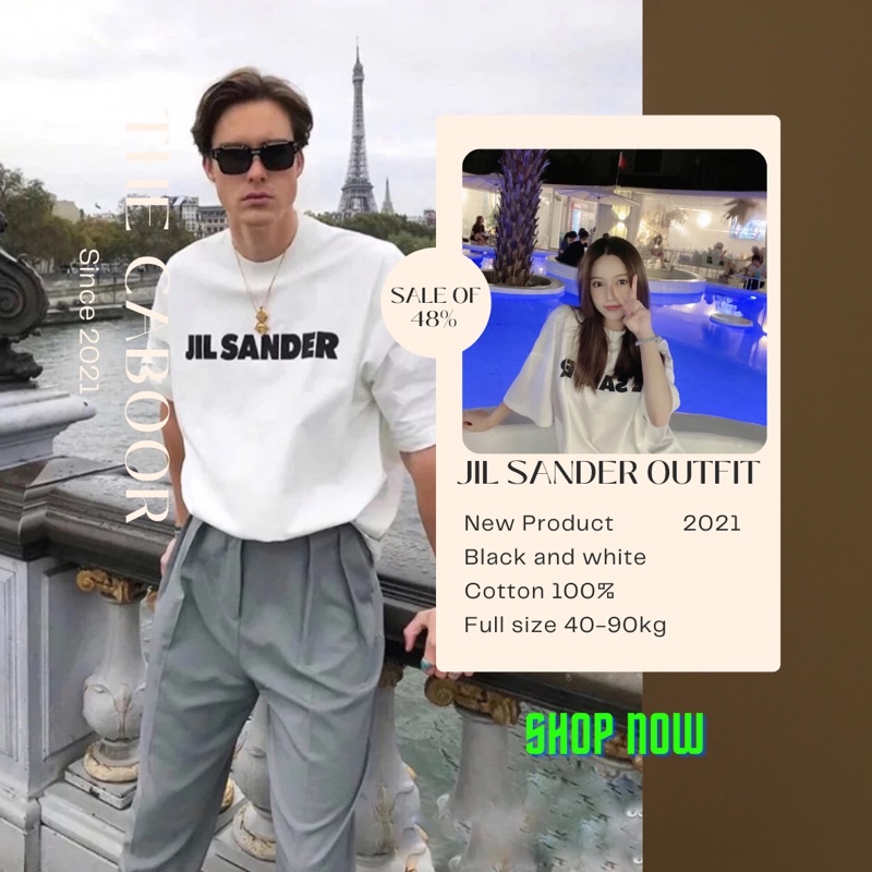Áo phông Tee  form Oversize hoạ tiết chữ Jil Sander - thời trang Unisex nam nữ