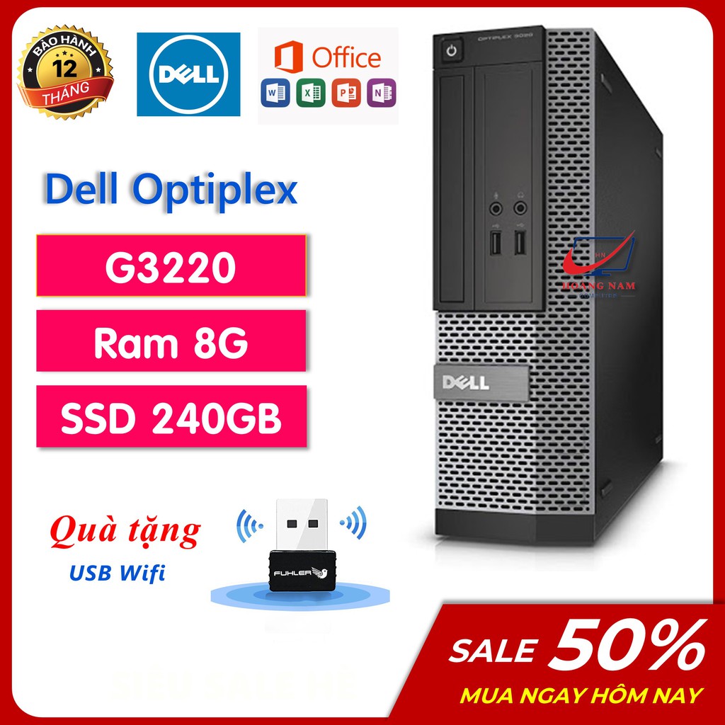 Cây Máy Tính Để Bàn Văn Phòng ⚡️HoangPC⚡️ PC Đồng Bộ Dell - Dell Optiplex 3020 (G3220/Ram 8G/SSD 240GB) - Bảo Hành 12T