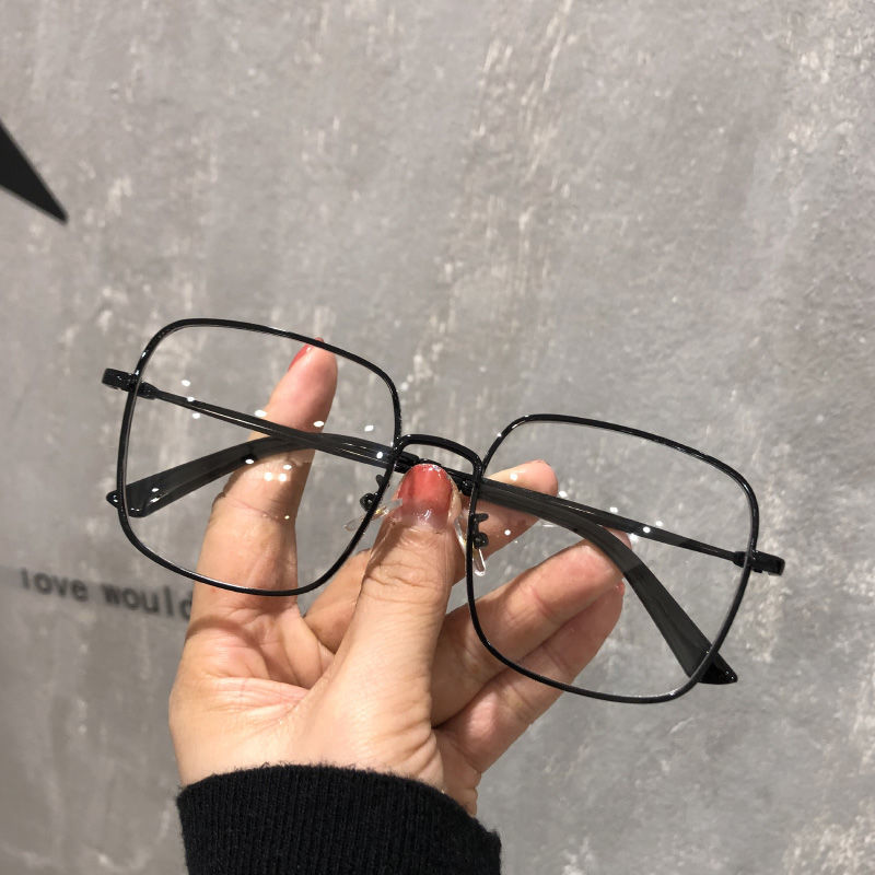 (Hàng Mới Về) Kính Cận Gọng Kim Loại Vuông 0.5 ~ - 4.0 Siêu Mỏng Chống Ánh Sáng Xanh 50-400 1.56hd