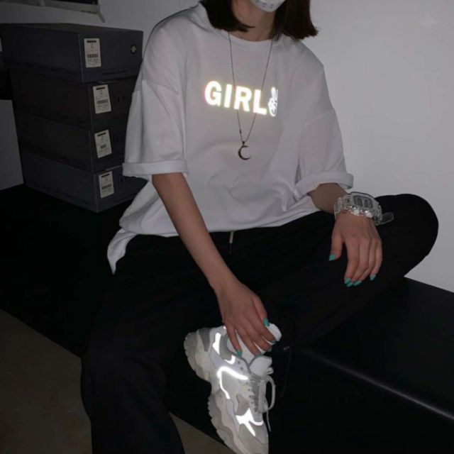Áo Thun Phản Quang tay lỡ Unisex BOY &amp; GIRL