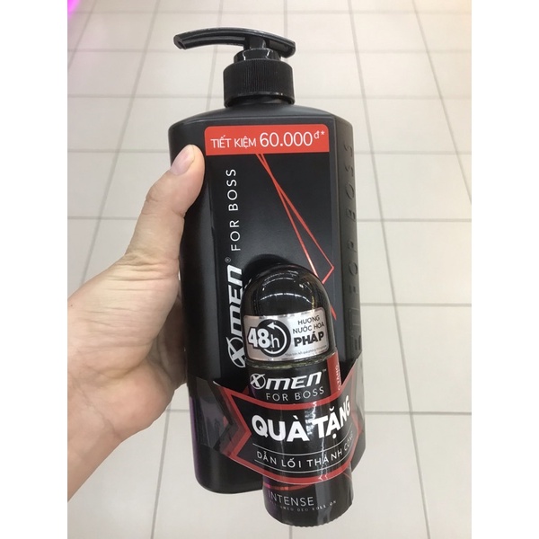 Dầu gội / sữa tắm nước hoa X-Men For Boss Intense 650g - Mùi hương trầm đầy nội lực( tặng kèm 1 chai lăn khử mùi 40ml)