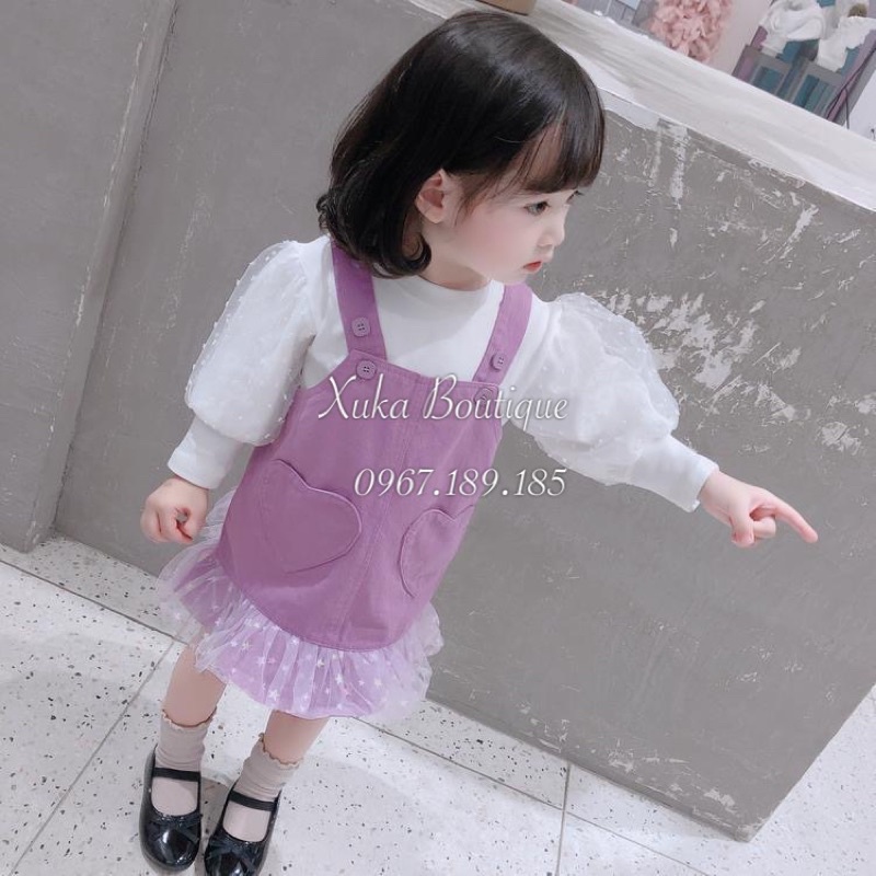 Set Yếm Váy + Áo Dài Tay Bé Gái Quảng Châu Cao Cấp Cho Bé 1 - 5 tuổi [Ảnh Thật]