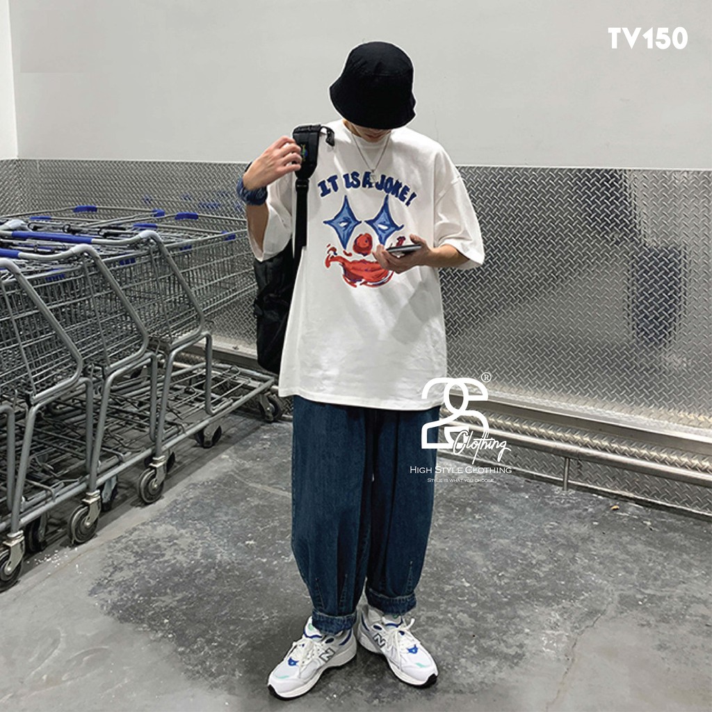 Áo Thun Nam Cổ Tròn Form Rộng 2S Clothing Áo Phông Nữ Form Rộng Tay Lỡ Giấu Quần Basic Cotton In Hình Jorker TV150 | BigBuy360 - bigbuy360.vn