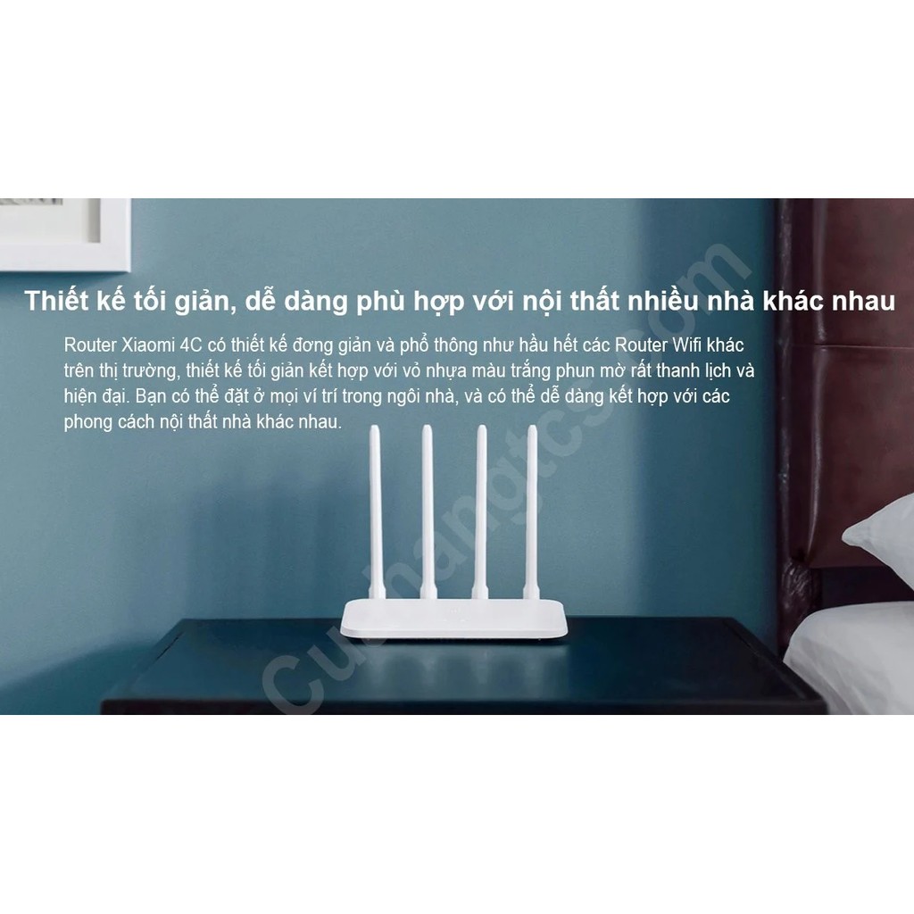 Bộ phát wifi router 4c Xiaomi Modem WiFi Xiaomi 4C 4 Râu Router R4CM HT-Stores sóng khỏe, phát xa