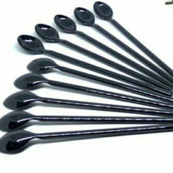 Lốc 10 muỗng nhựa cafe đen 20 cm
