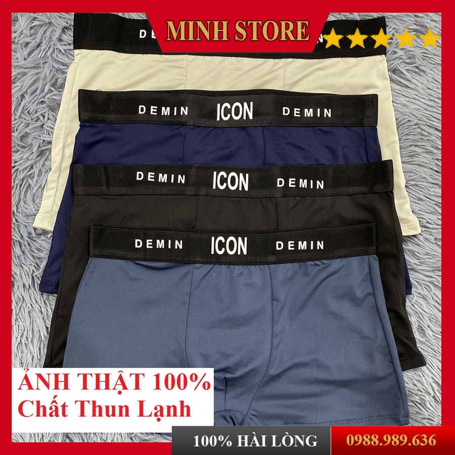 (Tặng móc) Quần Sịp Nam thun lạnh, Quần lót nam Boxer ICON Demin co dãn 4 chiều sexy cao cấp (Che Tên) MINHSTORE