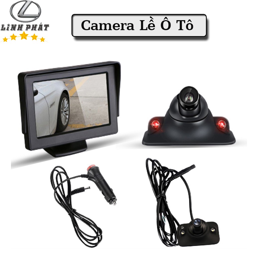 Camera Cặp Lề Ô Tô - Không Khoan Gương Màn Hình LCD 4.3 Inch Full HD