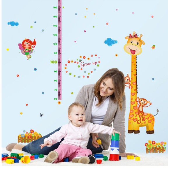 Decal thước đo hươu và khỉ con