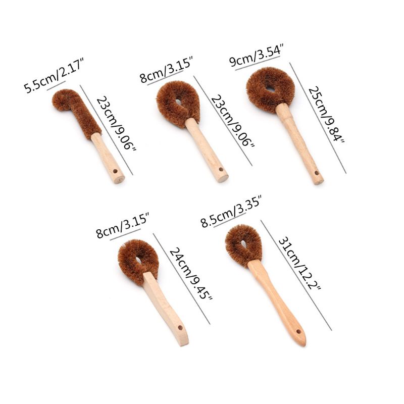 Cọ chà rửa nhà bếp cán gỗ dài kèm móc treo tiện dụng