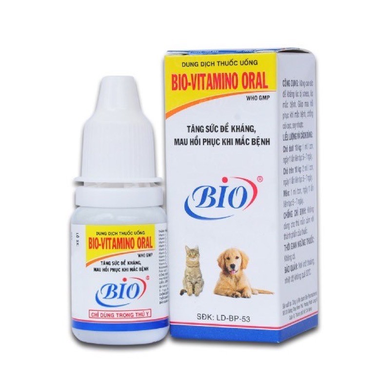 Bio Vitamin Oral dạng uống giúp bổ sung vitamin tăng sức đề kháng cho thú cưng chai 10ml