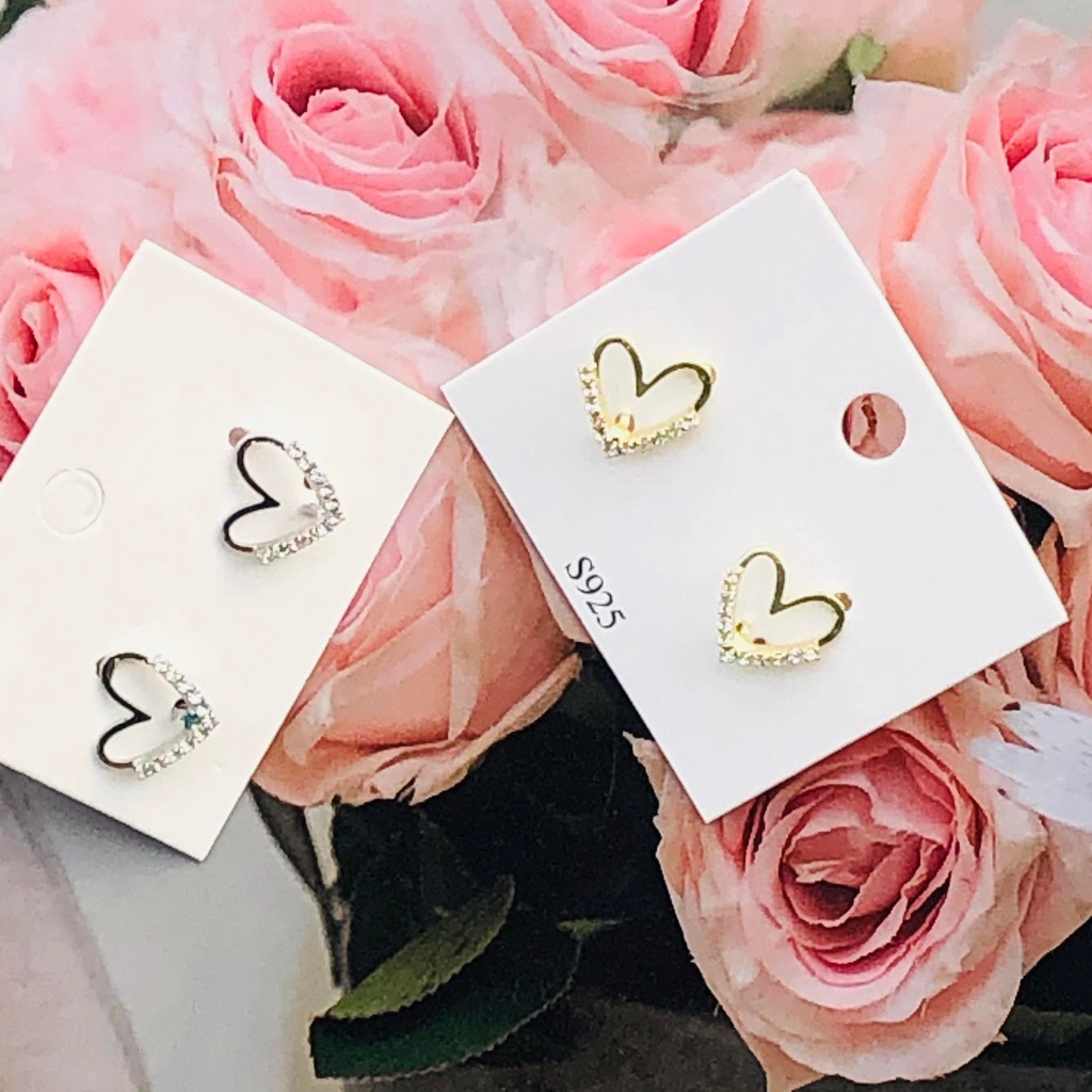 Khuyên tai mạ bạc hình trái tim nhỏ kiểu dáng sang trọng dành cho nữ